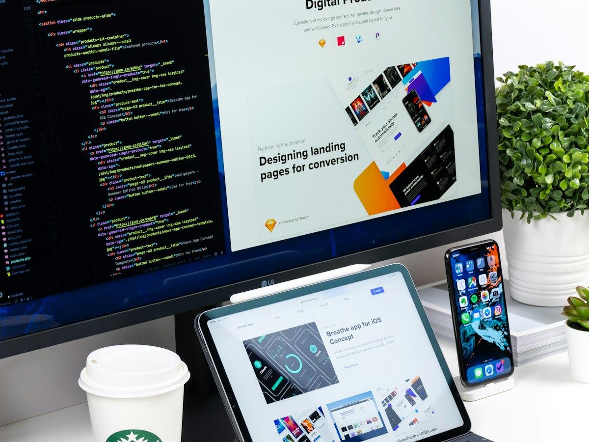 Website code on a laptop screen
